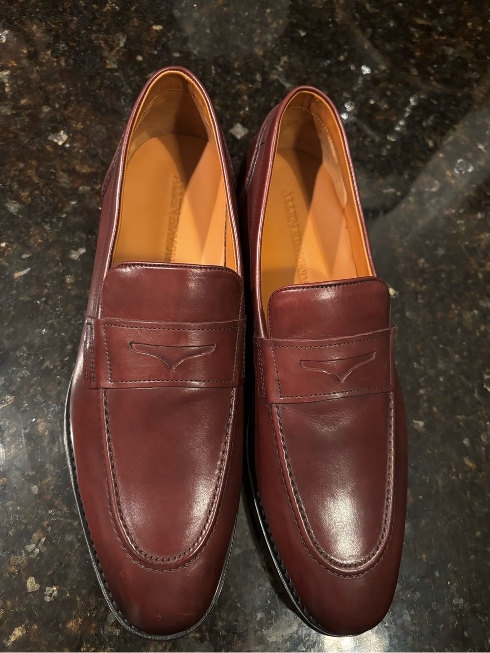 Men's Allen Edmonds Burgundy Leather Slip-On Loafers - Classic Penny Style